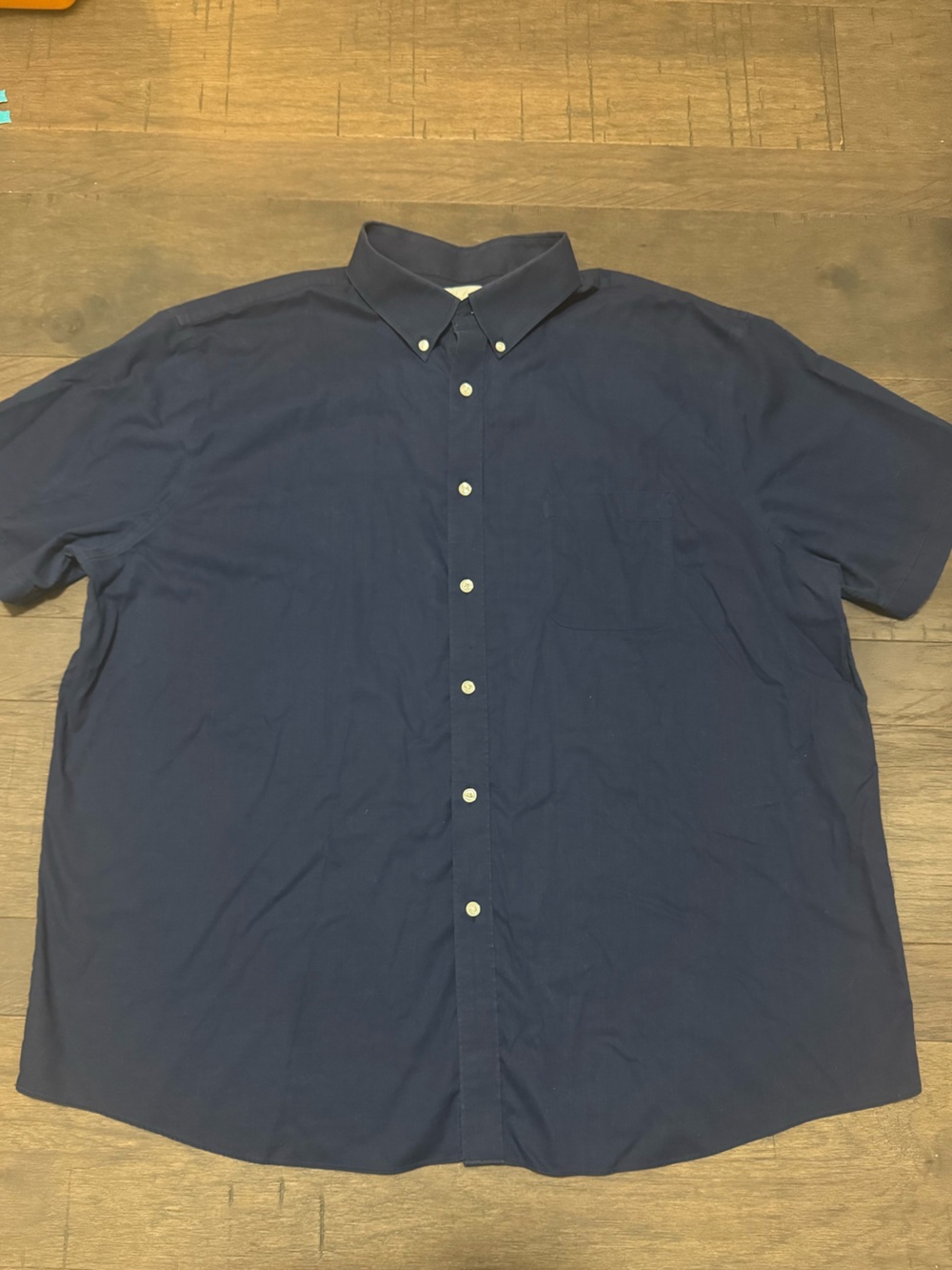 Roundtree & Yorke Gold Label Classic Navy Short-Sleeve Button-Down Shirt